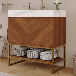 29.9" Modern Free-standing Bathroom Vanity with Ceramic Sink