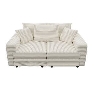 Deep Seat Convertible Sofa With Soft Pillows And Ottomans