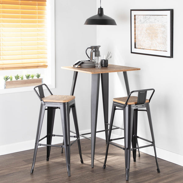 Oregon - Industrial Low Back Barstool (Set of 2) - Black