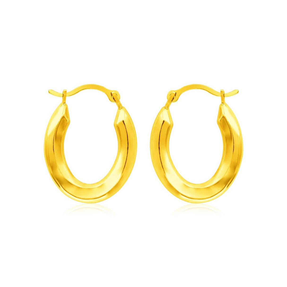 14k Yellow Gold Polished Oval Hoop Earrings