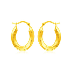 14k Yellow Gold Polished Oval Hoop Earrings