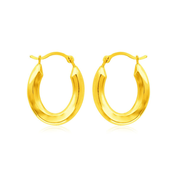 14k Yellow Gold Polished Oval Hoop Earrings