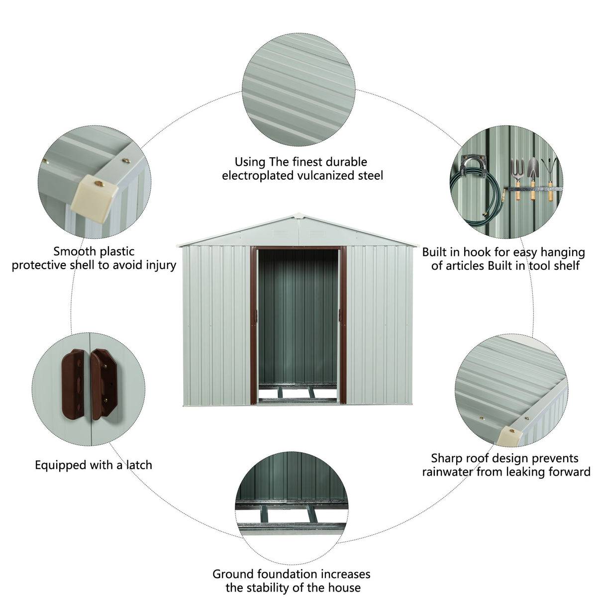 Ry-Sdyx56-W Outdoor Metal Storage Shed - White