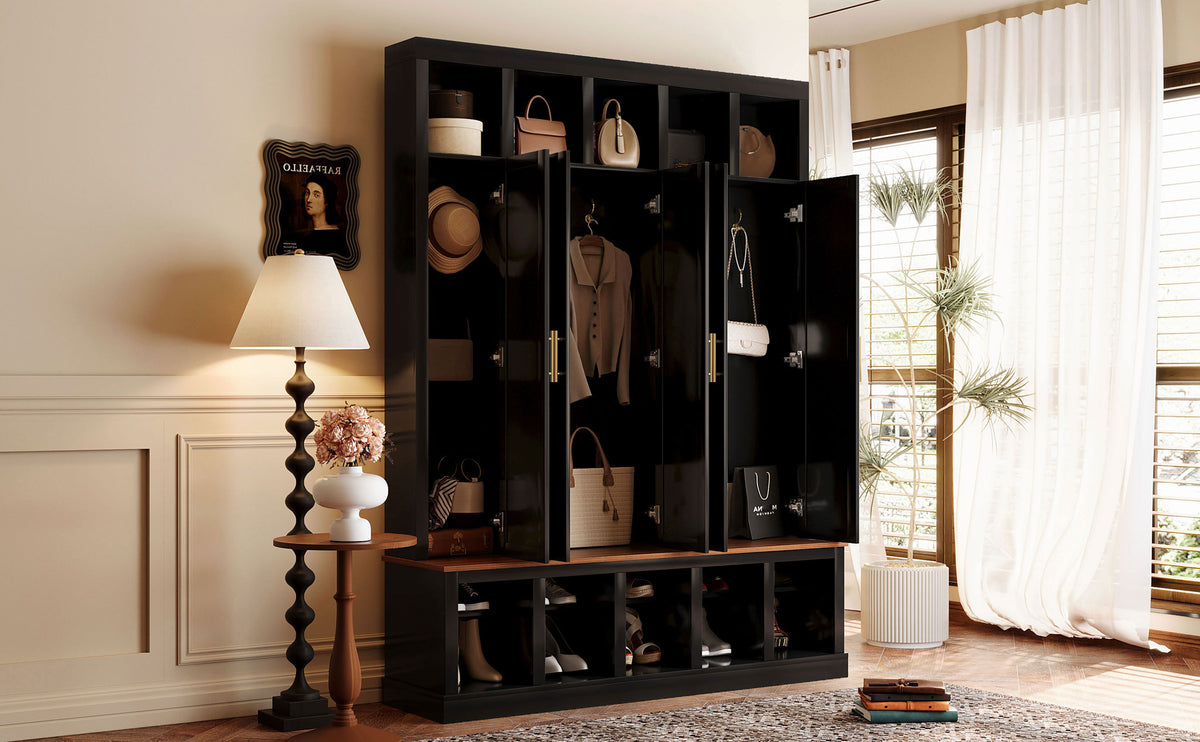 U-Can Farmhouse Entryway Storage Cabinet Coat Closet
