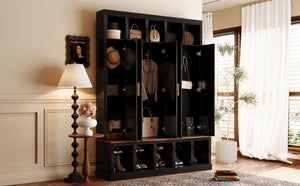 U-Can Farmhouse Entryway Storage Cabinet Coat Closet