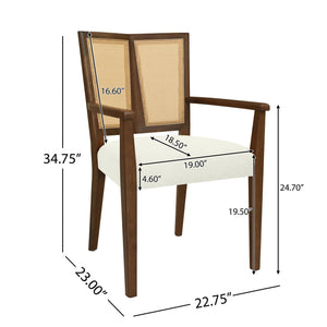 Mid Century Modern Arm Dining Chairs With Rattan Backrest - Best Buy Furniture