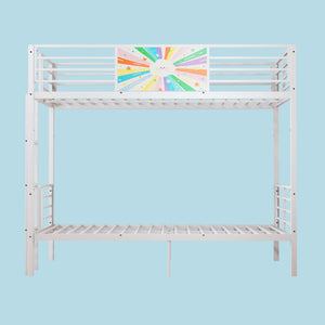 Bunk Bed, Convertible To 2 Separate Twin Size Beds & Full Length Guardrail & Ladder, No Box Spring Needed - White