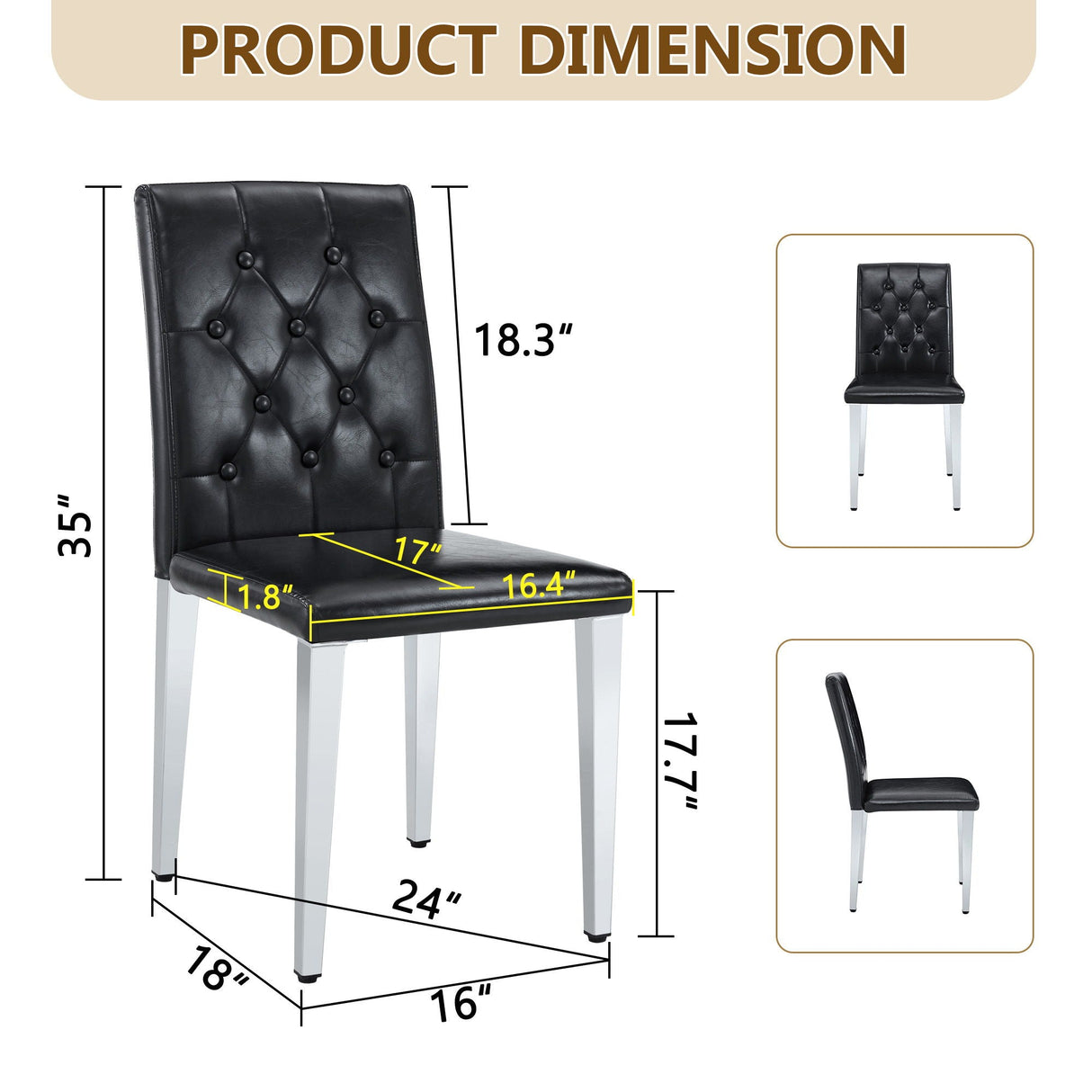 Dining Chairs With Ergonomic Buckle Backrest For Home
