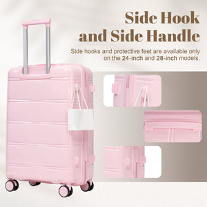 3-Piece Polypropylene Luggage Set, 20/24/28 Inch, Pink
