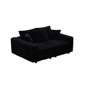 Deep Seat Convertible Sofa With Soft Pillows And Ottomans