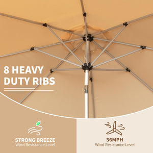 10FT Patio Umbrella with Push Button Tilt and Crank - Beige