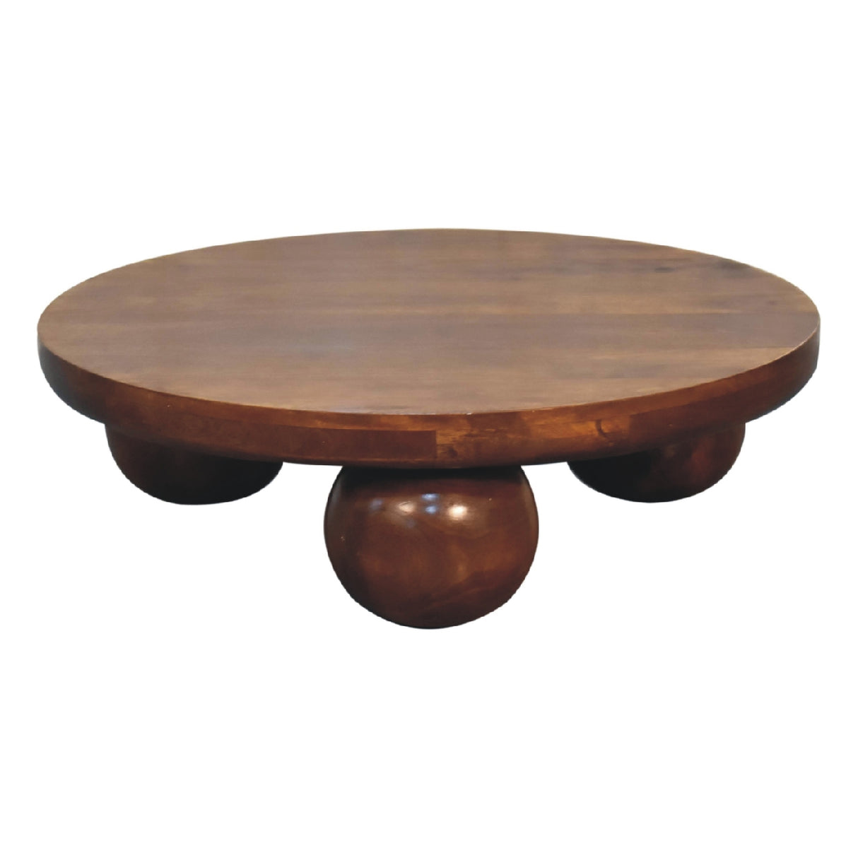 Solid Wood Central Ball Table, Chestnut