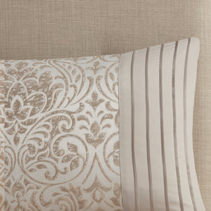 12 Piece Jacquard Comforter Set with Bed Sheets - Khaki Cal King