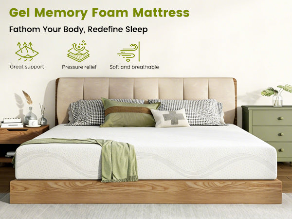 Queen Size Memory Foam Mattress, 10 Inch Bed Mattress, with Cooling
