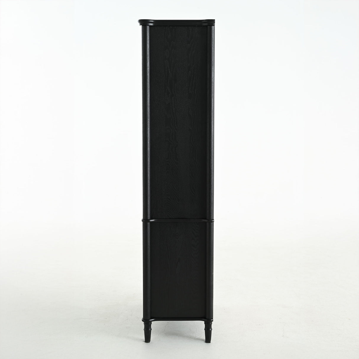 Vintage Display Cabinet With Double Glass Doors, Traditional Style For Collectibles, Ash Wood Veneer, 73.25" Tall - Black / Natural