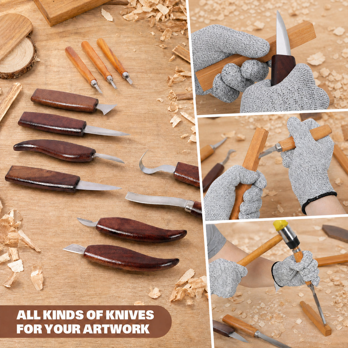 20 Pcs Wood Carving Tools Set with PU Leather Storage Roll Bag
