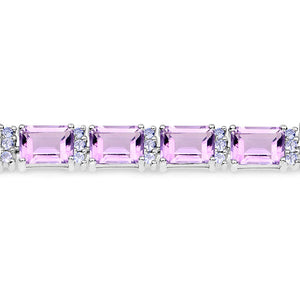 19.19 Carat Genuine Amethyst and Tanzanite .925 Sterling Silver Bracelet