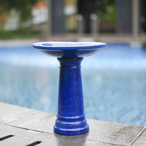 Ceramic Pedestal Bird Bath for Outdoor Garden