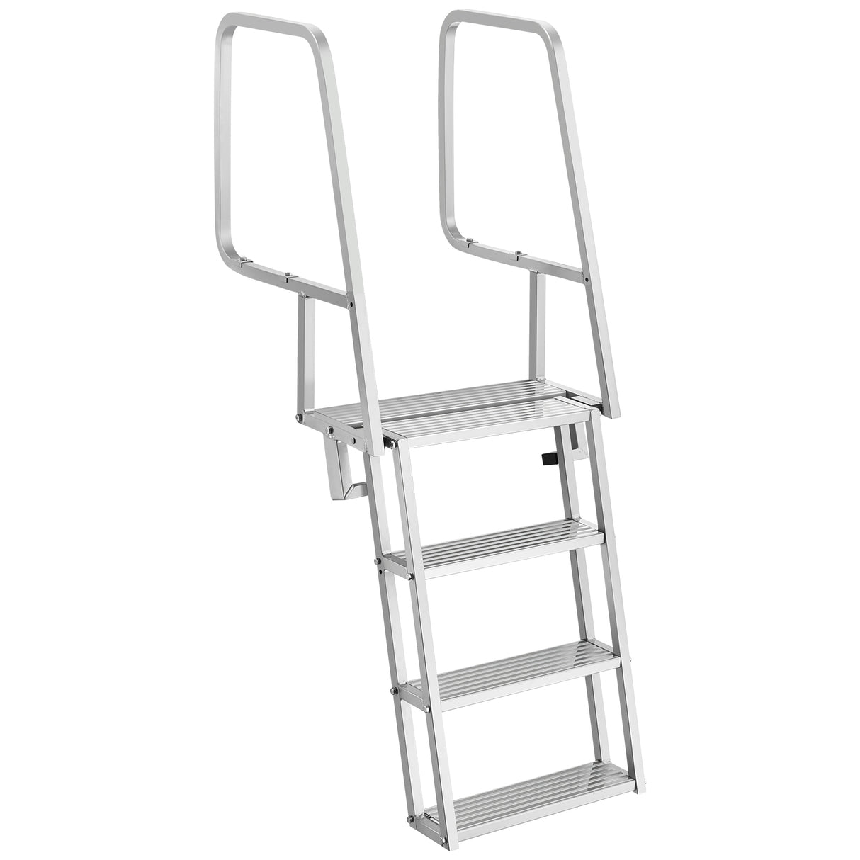 Flip-Up Dock Ladder, 4-Step, Heavy-Duty Aluminum Alloy Pontoon Boat Swim Ladder