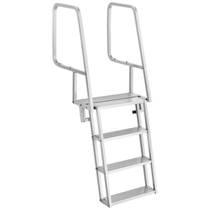 Flip-Up Dock Ladder, 4-Step, Heavy-Duty Aluminum Alloy Pontoon Boat Swim Ladder