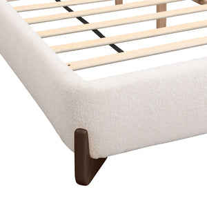 Queen Size Elegant Terry Upholstered Bed - White