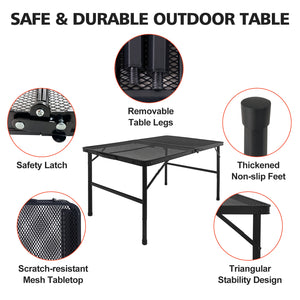 3FT Camping Table with Mesh Desktop, Lightweight & Portable Small Folding Grill Table