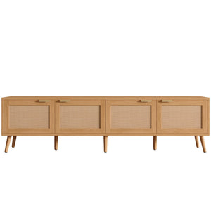 TV Stand With Storage & Cable Holes - Natural Wood