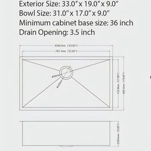 Undermount Kitchen Sink 16 Gauge Single Bowl Stainless Steel