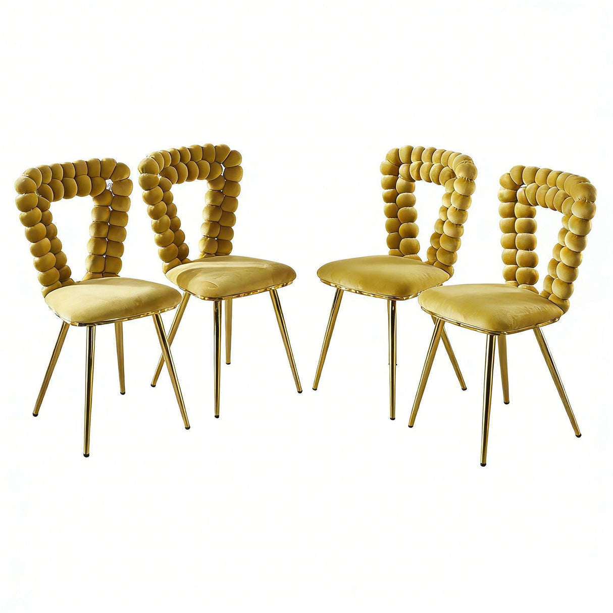 Modern Chair With Iron Tube Legs, Soft Cushions And Comfortable Backrest, Suitable For Dining Room, Living Room, Cafe, Hairball Back