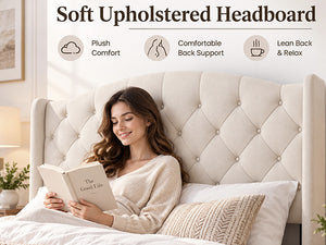 King Size Upholstered Platform Bed Frame