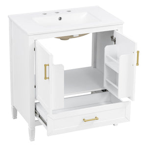 Elegant Fluted Bathroom Vanity With Sink, Soft Close Doors & Drawer