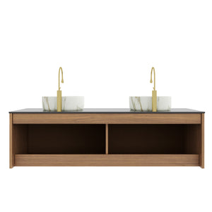 ARAI 60" Bathroom Vanity with Floating Plywood Cabinet and Ceramic Basin