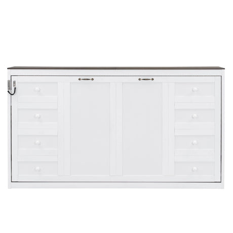 Murphy Bed With LED Light, Foldable Wall Bed Cabinet