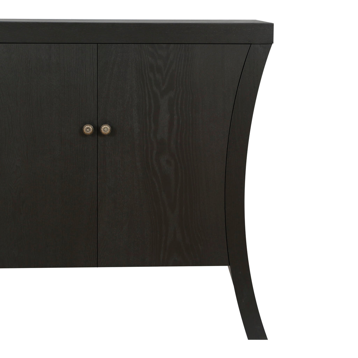 Refined Industrial 4 Door Credenza With Arc Legs & Clasps