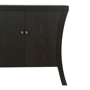 Refined Industrial 4 Door Credenza With Arc Legs & Clasps