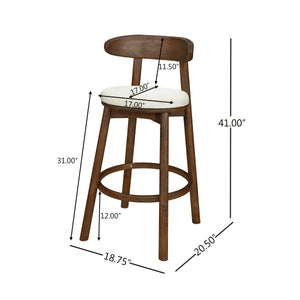 Round Cushion Bar Stools (Walnut + Beige)