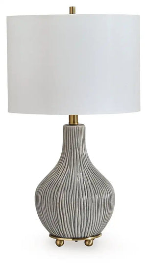 Judlen - Ceramic Table Lamp - Gray / Gold Finish - Best Buy Furniture