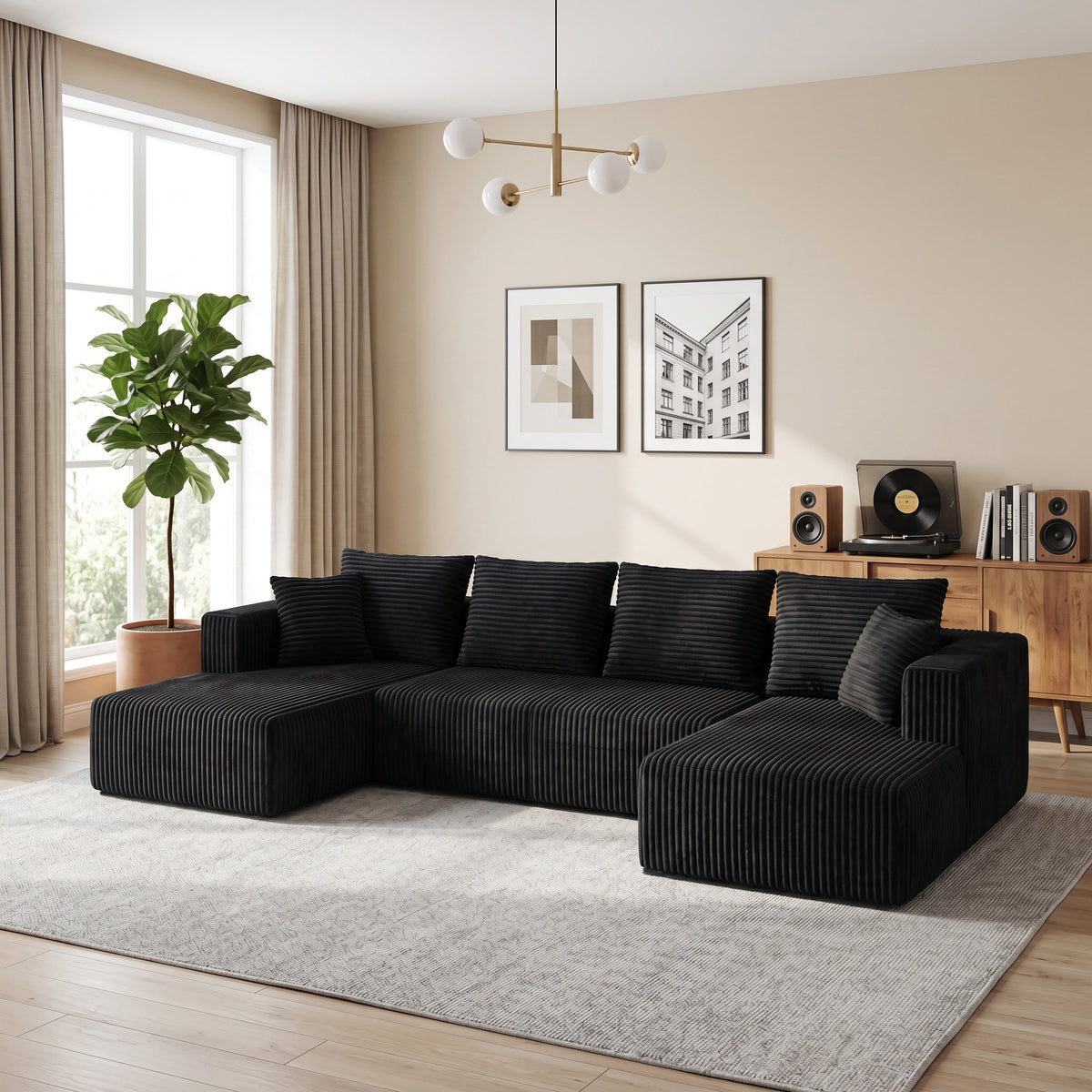 132.1 Inch Modular Sectional Sofa with Double Chaise