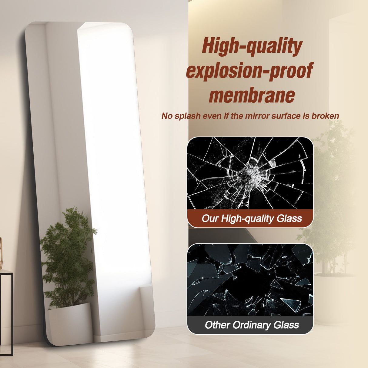 Full Body Round Corner Mirror For Living Room
