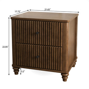Fluted Nightstand With 3 Drawers