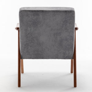 Mid Century Modern Accent Chair With Solid Wood Frame And Extra Thick Backrest
