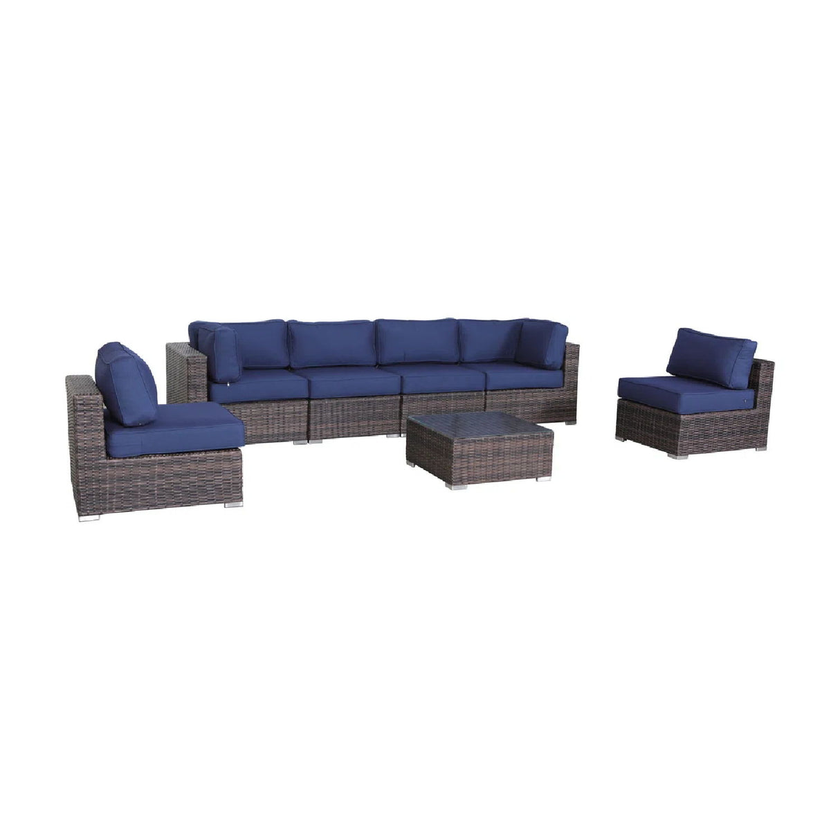 Seating Set With Cushions Handcrafted Wicker Design