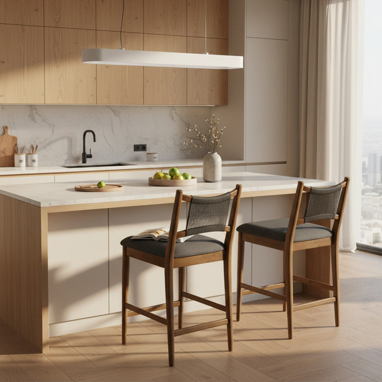 Arno Indoor Upholstered Wooden Counter Stool