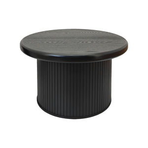 Fluted Cylinder Side Tables, Round End Tables For Living Room (Set of 2) - Black