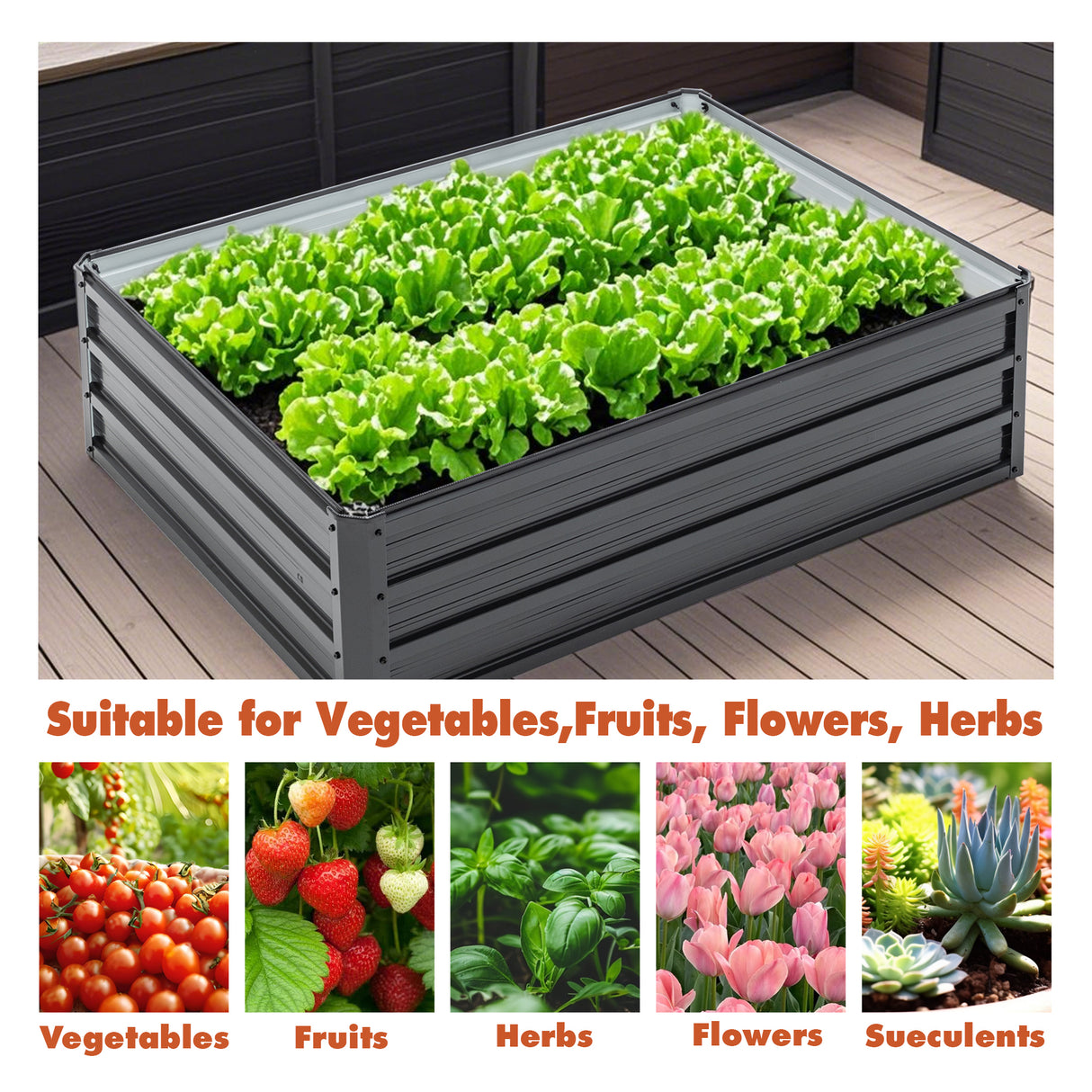 4x3x1ft Metal Raised Garden Bed