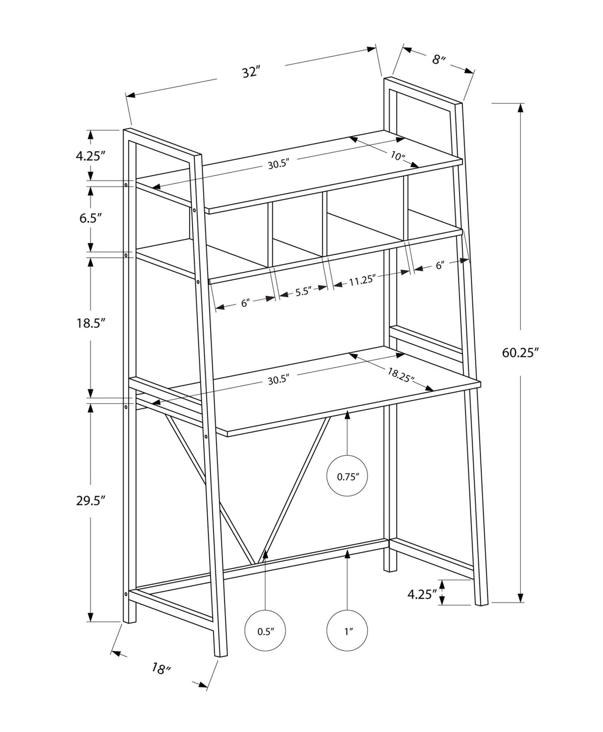 Computer Desk For Home Office, Laptop, Leaning, Storage Shelves, Contemporary & Modern - White - Best Buy Furniture