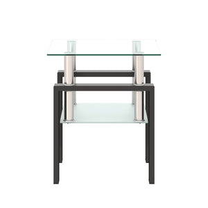 Modern Tempered Glass Tea Table, End Square Table For Living Room