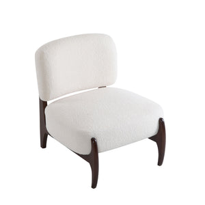 Modern Boucle Lounge Chair With Solid Wood Fram
