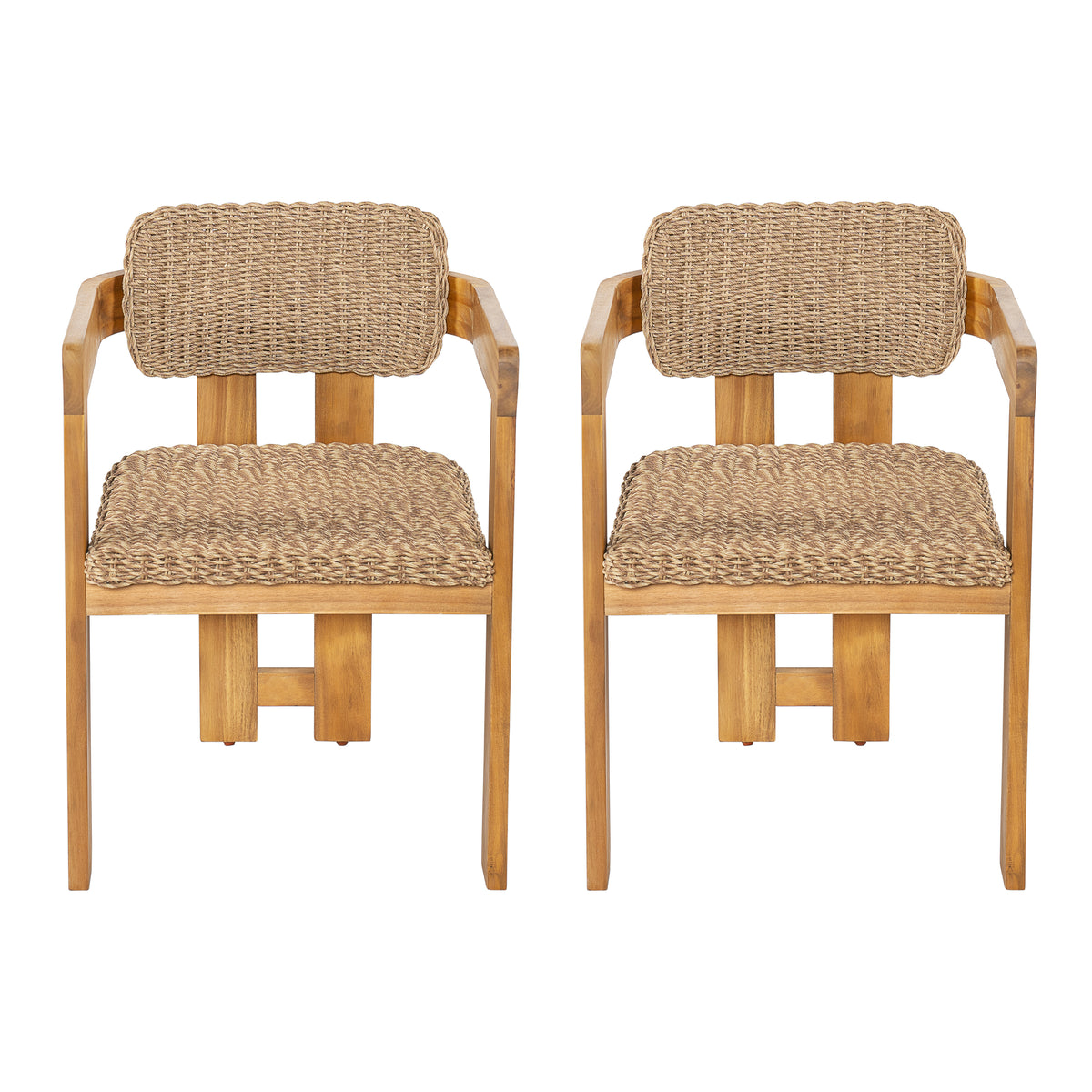 Outdoor Acacia Wood Dining Chair Set of 2