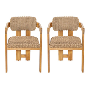 Outdoor Acacia Wood Dining Chair Set of 2